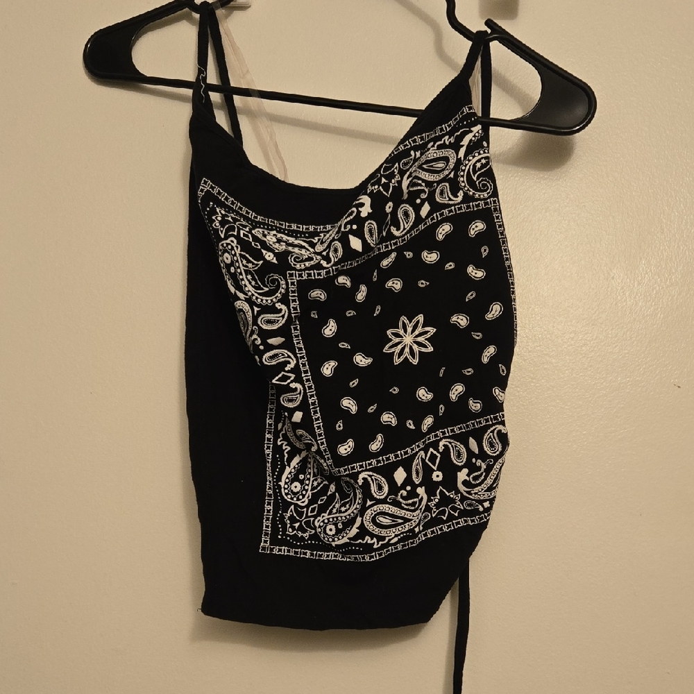 Fashion Magazine Black and White Paisley Camisole